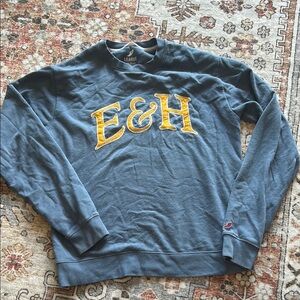 League Men's Crewneck Sweater in Blue with Yellow Lettering
